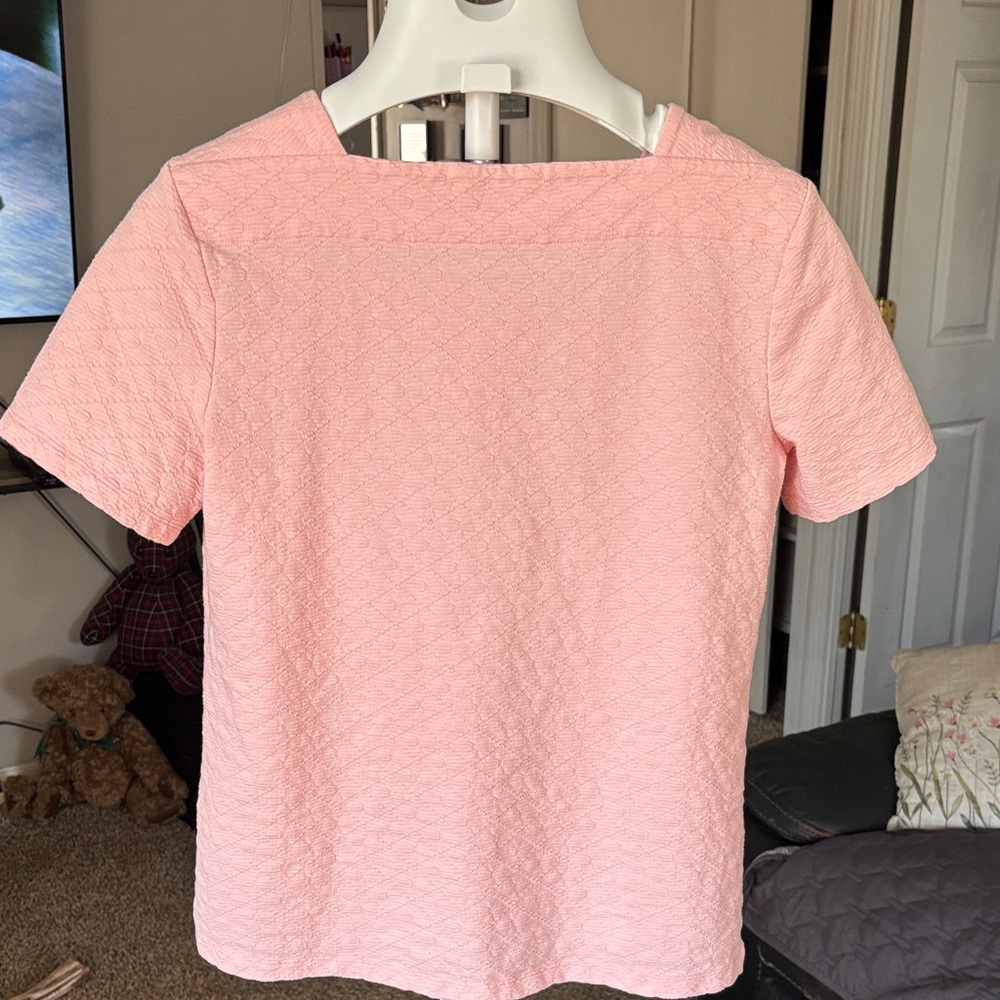 Coral Bay Pink Textured Women's Top SZ PM - Picture 4 of 4